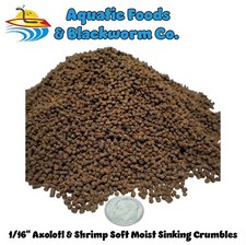 Axolotl 1/16" Soft Moist Sinking Crumbles for Axolotls, Newts. Rangen 1/16"
