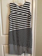 Calvin Klein Sz 12 Black & White Stripe Dress