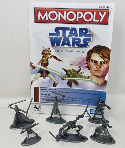 Star Wars Hasbro Monopoly Game Tokens The Clone Wars Pewter Figures 6 Pieces