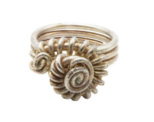 925 Sterling Silver Vintage Twist Flower Motif Ribbed Band Ring Sz 7 RG14350