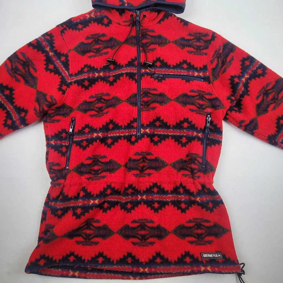 Chaqueta Obermeyer vintage para mujer XL polar azteca con capucha 1/2 cremallera suroeste Foto 2 de 4