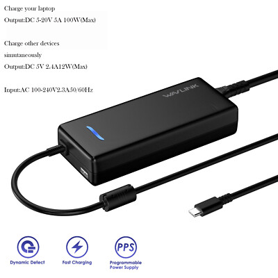 112W PD Charging USB-C Power AC Adapter Charger For Laptops / Tablet  / Phones