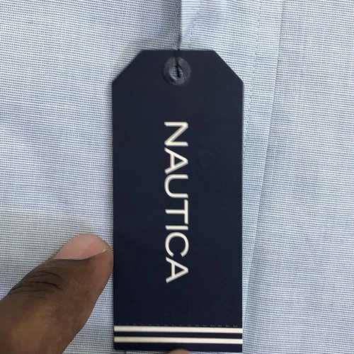 NEW Nautica Shirt Mens Medium Blue Long Sleeve Button Up Classic Fit Stretch image 8