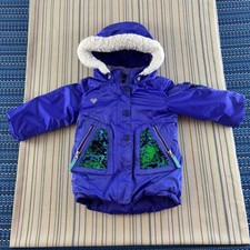 Obermeyer Jacket Girls 2 Purple Hooded I-Grow Sequin Pockets Ski Winter Snow