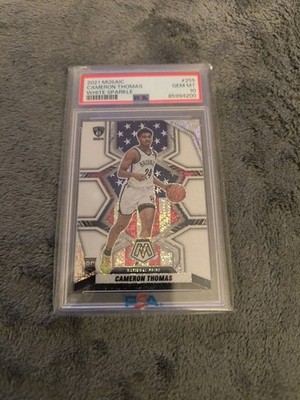 2021 Panini Mosaic Cameron Thomas Rookie White Sparkle SSP PSA 10 #255