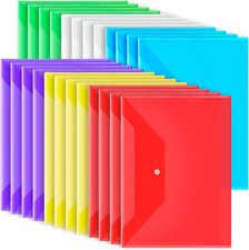 File Folders, 24 PCS Plastic Folders for Documents, A4 Plastic Envelopes with Sn