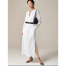 J Crew Cabana Linen Maxi Dress M White NWT Midi CI918 J.Crew Resort Travel Beach