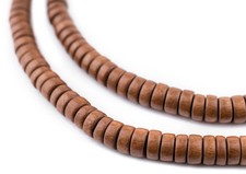 Light Brown Disk Natural Wood Beads 4x8mm 16 Inch Strand