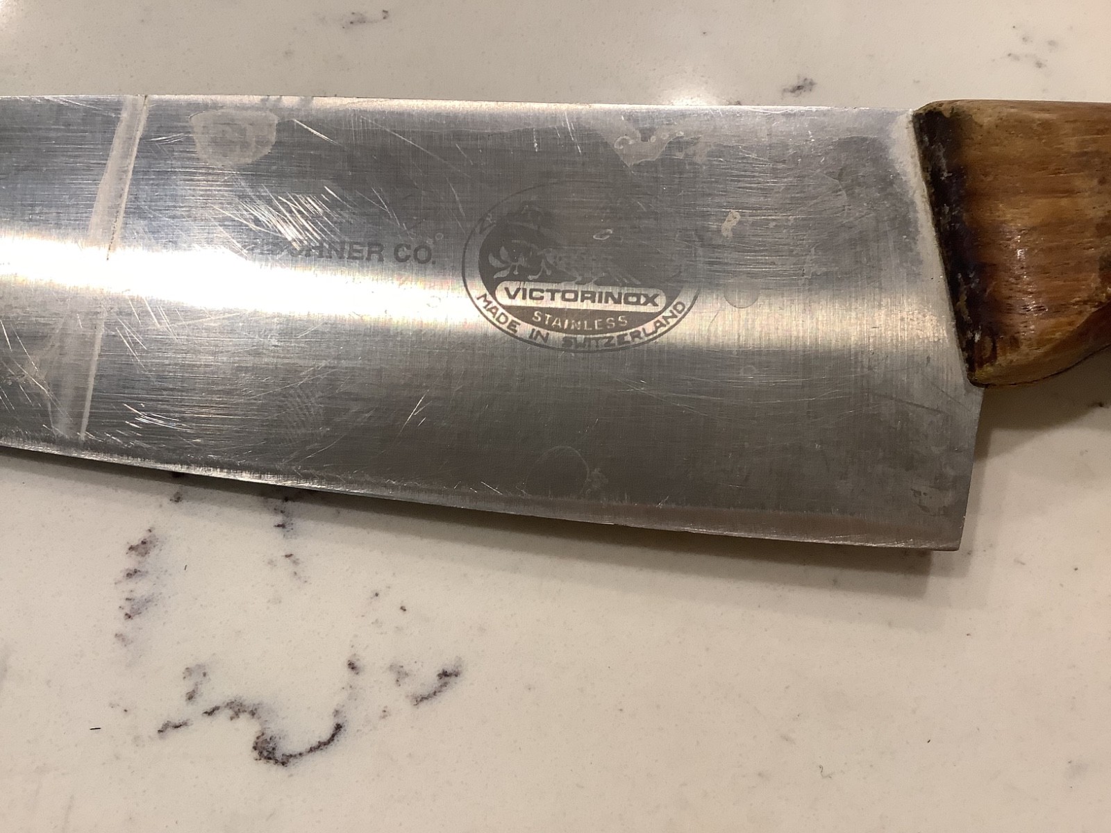 VTG R. H. FORSCHNER CO. Switzerland VICTORINOX Chef's KNIFE WOOD HANDLE 13”