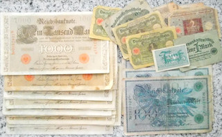 Lot 33x Banknote 1 1000 Mark 1908 1937 Kaiserreich Weimar German Reich