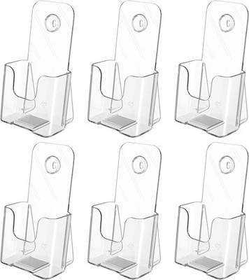 6 Pack Acrylic Brochure Holder, Trifold 4 Inches Wide Pamphlet Holder Plastic Br
