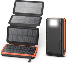 4 Panel Solar Power Bank Pack 25000mAh 2 USB LED Battery Fast Charger For Phone