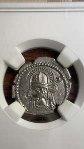 Parthian Kingdom Vologases VI Silver AR Drachm NGC AU, AD 207-222