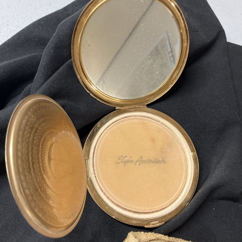 Elgin American 4” XL Powder Compact With Mirror And Cover  Beautiful Engraving! - Afbeelding 5 van 7