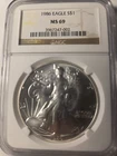 1986 SILVER EAGLE NGC MS69 SET BROWN LABEL - First Year *KEY* Date