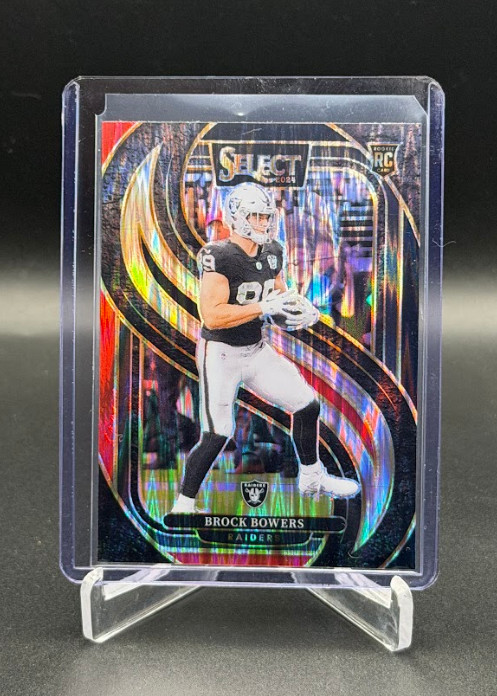 2024 Panini Select Brock Bowers RC Premier Level Black Red Shock Raiders # 136