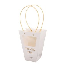6 Clear White Window Paper Flower Gift Bags Handles Party Events Decorations