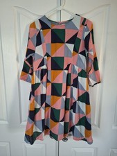 Pink Chicken Ophelia Dress Sz XS Geometric Print MultiColor Soft Cotton Breathab