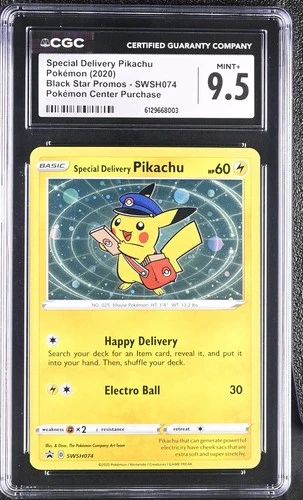 CGC 9.5 MINT+ Pokémon English Special Delivery Pikachu SWSH074 2020