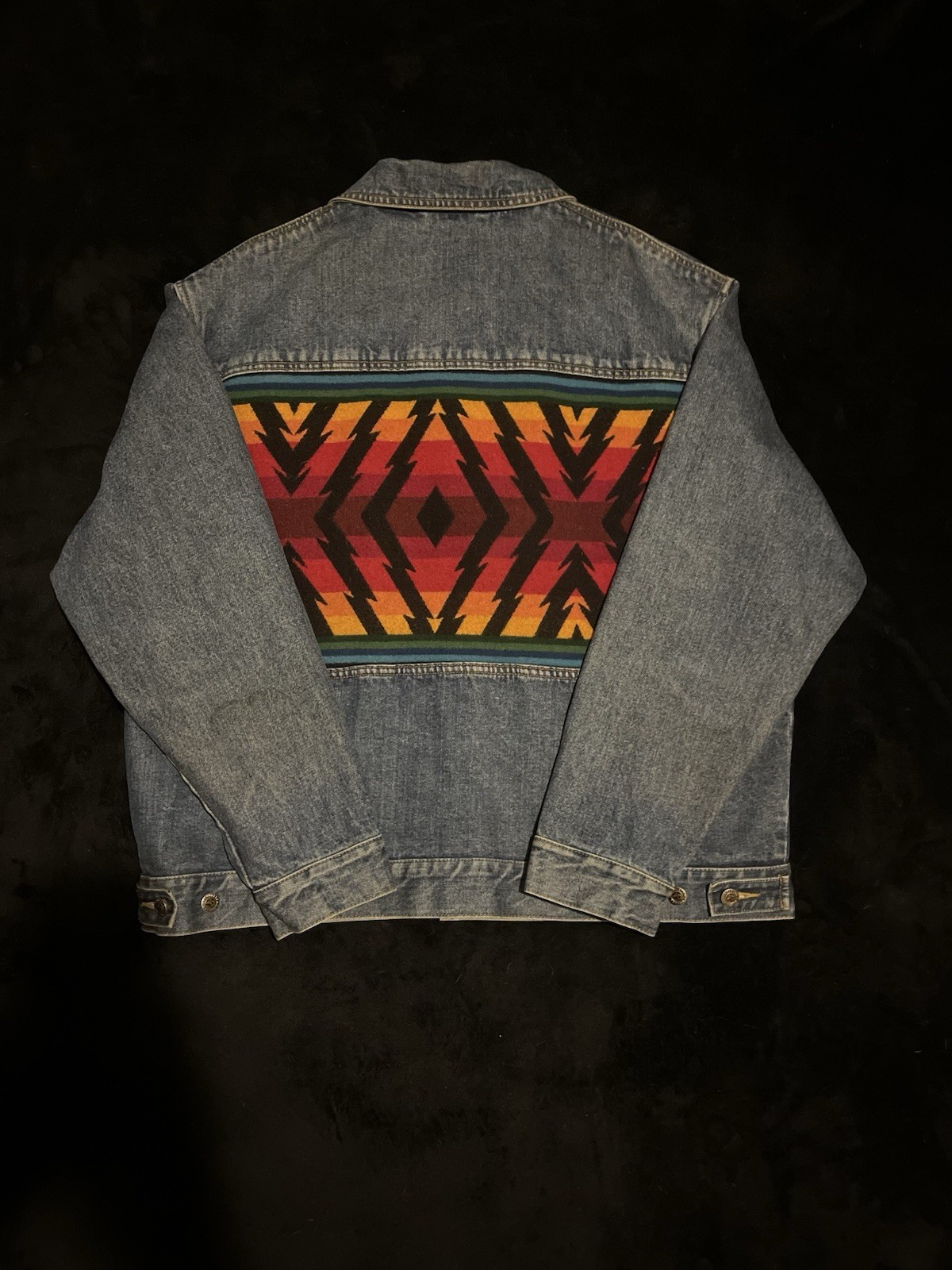 Vintage Pendleton Aztec Denim Jacket  Wool Wester… - image 1
