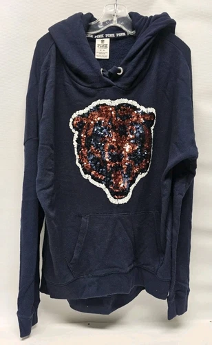 UNDERCOVER Felpa con cappuccio maglione paillettes Victoria's Secret ROSA Chicago Bears usata MEDIA