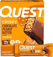 Quest Crispy Protein Bar, Chocolate Peanut Butter, 18g Protein, Gluten Free, 4 C