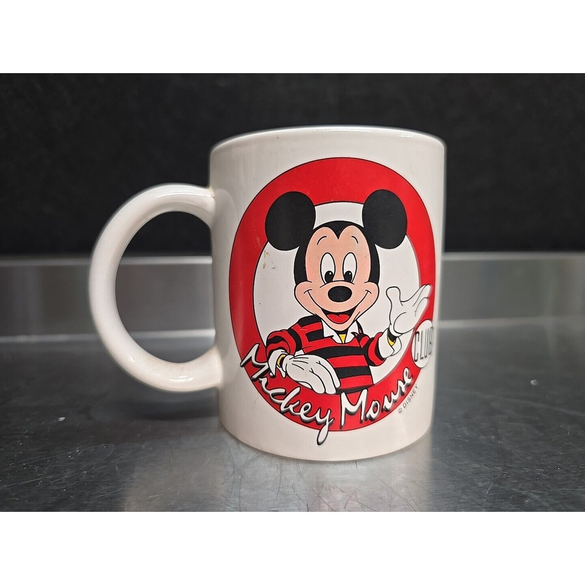 Vintage 1990's Disney Mickey Mouse Club Cup Mug White w/ Classic
