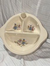 Vintage Excello Ceramic Divided Baby/Child Warming Plate/Dish Boy and Girl 1946
