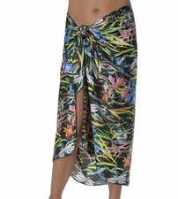 Floral Hawaiian Sarong Cover Up Wrap , Built In Ties, Long, One Size New