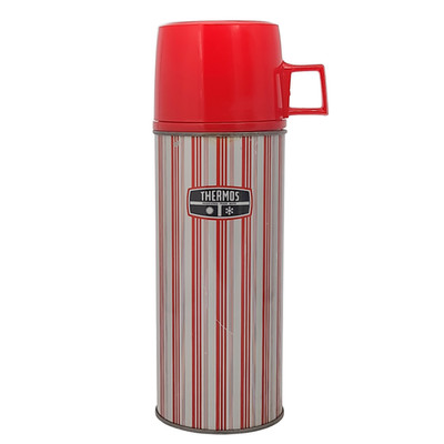 Vintage Thermoskanne Red Stripe Modell 10-50 14oz Isolierflasche mit Tasse