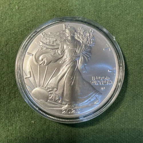 2025  AMERICAN SILVER EAGLE  1  OZ.  PURE FINE SILVER  Unc In Air Tight Capsule