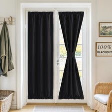 RYB HOME 100 Blackout French Door Curtain for 26"W x 72"L Pack of 1 , Black