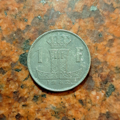 1942 BELGIUM 1 FRANC COIN (BELGIE-BELGIQUE) - #B7362
