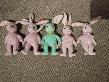 TY Beanie Babies X 3 Bunnies Rabbits Hoppity Hippity Floppity