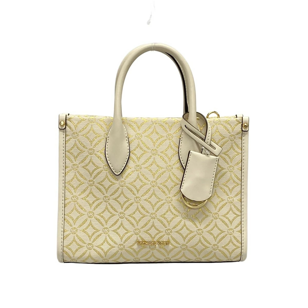 Bolso de Mano MICHAEL KORS Lame Ivory x Cuero Dorado