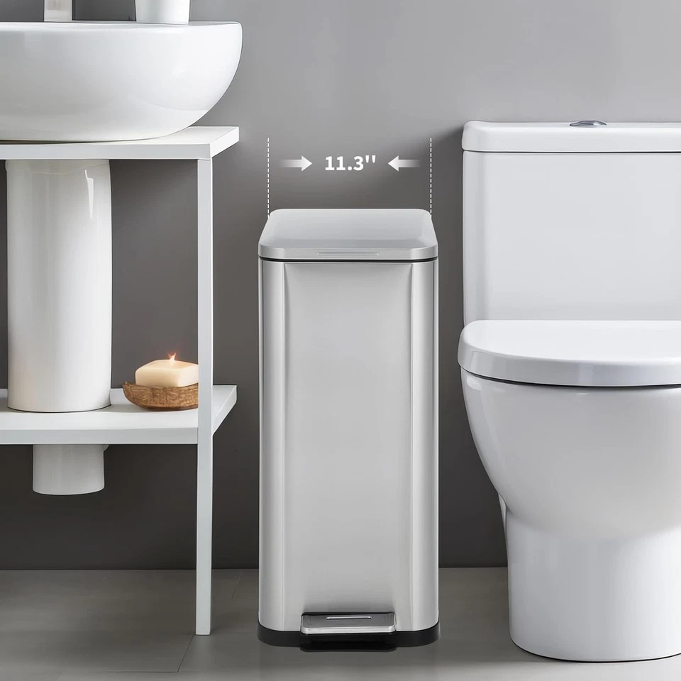 Кухонный мусорный бак 13 галлонов из нержавеющей стали устойчив к отпечаткам пальцев - Изображение 3 из 4