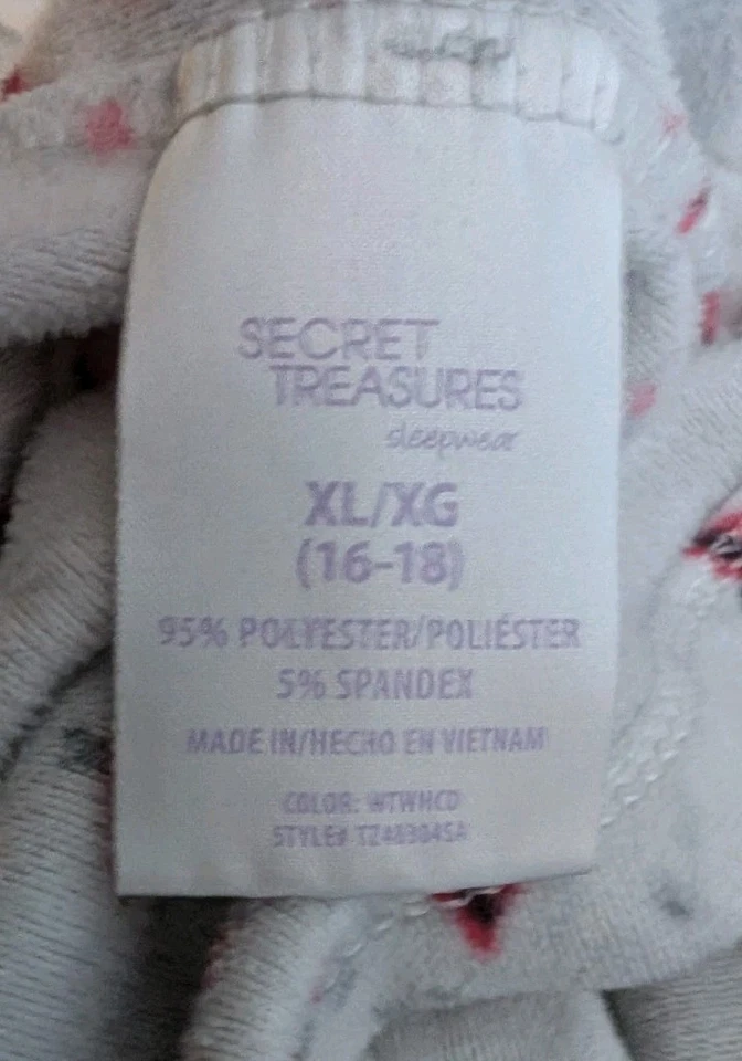 SECRET TREASURES White Red CARDINAL Bird Cozy Soft PLUSH 2 Pc Pajamas Women's XL - Image 4 of 4