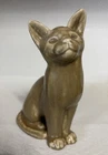 1931 Rookwood Pottery Cat Figurine 6182 Louise Abel Mottled Brown Tan Art Deco