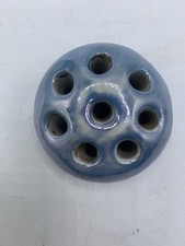 Vintage Flower Frog 8 Hole Blue Lusterware Ceramic or Porcelain Made In Japan