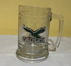 Vintage Philadelphia Eagles Heavy Glass Beer Mug Raised Pewter Logo Nfl