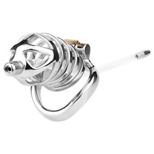 FRRK Men's Stainless Steel Chastity Cage Breathable Penis Cage 45 mm with Tube