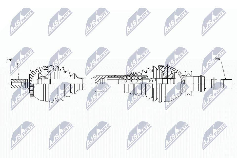 NTY Driveshaft NPW-VV-016 For Volvo Front Axle Right 1033 mm