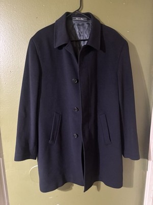 Colombo Movimento  Cashmere/wool Mens Pea Coat Blue Size 50R Large Made In Italy