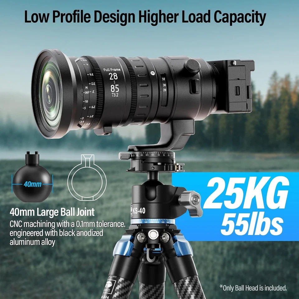 Cabezal de bola trípode de bajo perfil de aleación de aluminio Sirui KS-40, 360° doble panorámico Foto 4 de 4