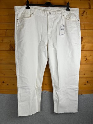Mango Damen Blanca Jeans Größe 26 Weiß Gerades Bein Cropped Raw Hem Neu mit Etikett