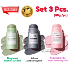 Set 3 pcs SKINTIFIC Mugwort Alaska Volcano Niacinamide Acne Clay Mask Stick 40g