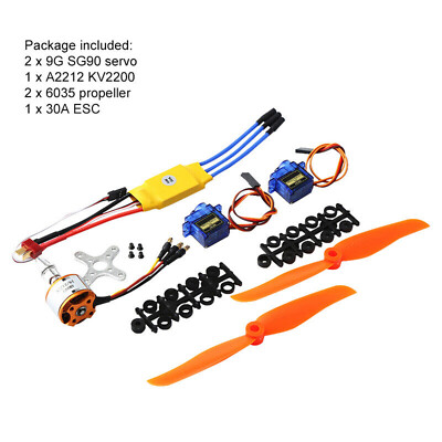 Kit Moteur Brushless 2200KV Pour Avion RC - Avec Hélice, Servo Et ESC 40A - Pièces De Rechange/upgrade Universelles