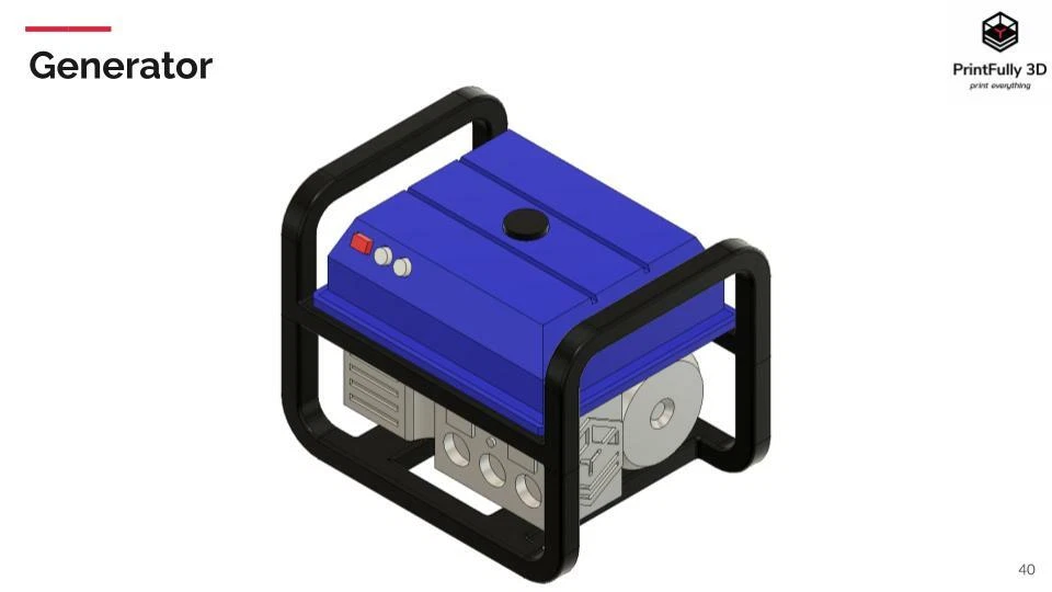 PrintFully3D Escala 1/10 Combustible Eléctrico Generador Impreso en 3D Accesorios sobre Orugas Foto 3 de 3