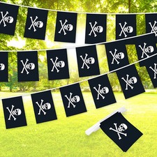 G128 Pirate Bones Printed Bunting Banner, Flag 8.2 x 5.5 In, Full String 33 Ft
