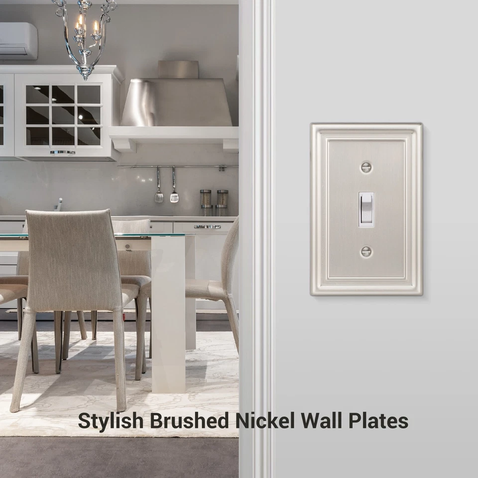 DEWENWILS 4Pack Wall Plates, Brushed Nickel Light Switch Cover Metal Face Plate - Image 3 of 4